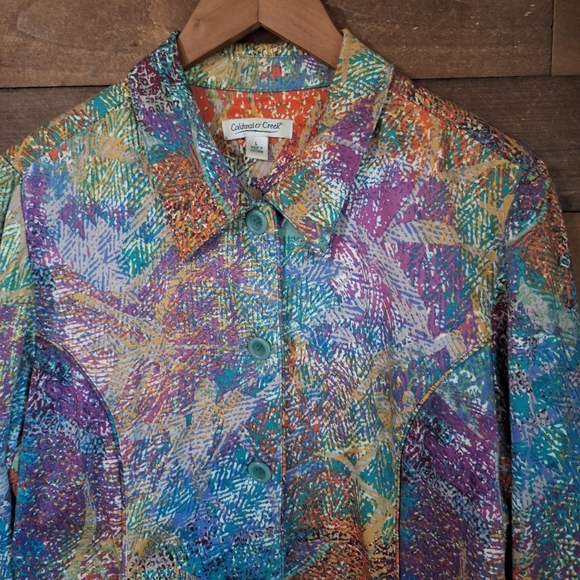 Coldwater Creek Multicolor Abstract Print Jacket  SZ Large - Picture 2 of 8